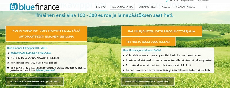 Blue Finance - Joustoluotto 2000 euroa.